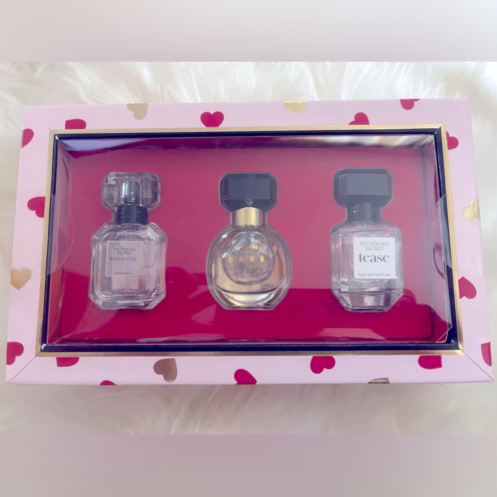 Victoria’s Secret Deluxe Mini Fragrance Set: Bombshell, Bare, and Tease.